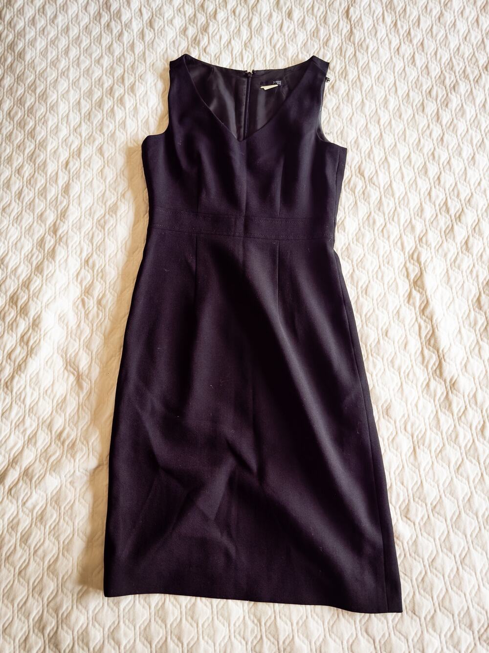 J.Crew Sleeveless V-neck sheath back zip dress Wool Black Size 4 Petite 4P